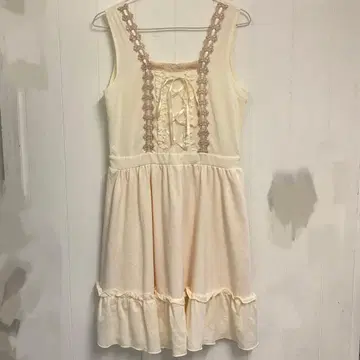 원피스 슬리브리스 모리걸 페어리 그런지 리본 아이보리