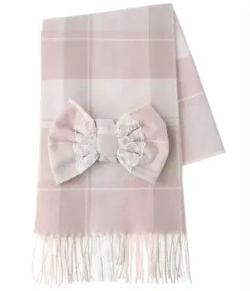 LIZ LISA 체크 리본 스톨 그레이 머플러