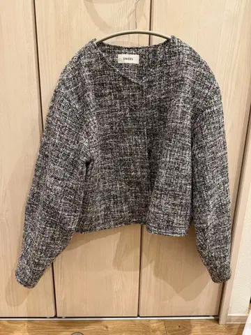 트위드 노카라 자켓 프리 사이즈 스나이델