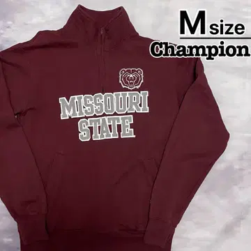 Champion 하프 지퍼 맨투맨 M 레드 보르도 칼리지 로고