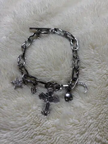 실버 크로스 참 팔찌