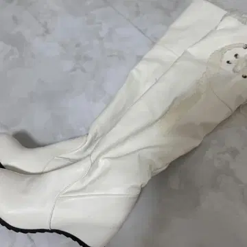 니하이 부츠 레이스 웨지솔 화이트 한국 패션 k-pop