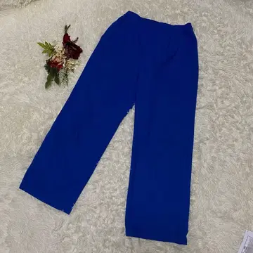 [ 유나이티드 애로우즈 ] 블루 와이드 팬츠 허리밴딩 백 포켓 부착