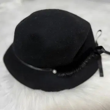 햇 모자 울 리본 펄 블랙 엘레강트 패션