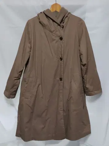 스튜디오 클립 브라운 후드 부착 롱 코트