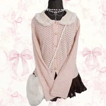 y2k axes femme 가디건 도트 퍼 위시코어 히메로리