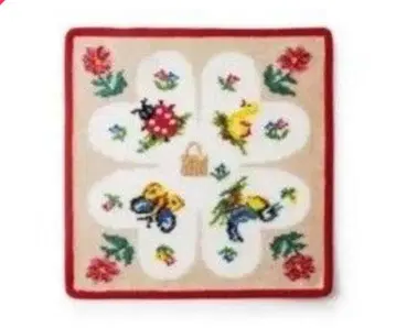 FEILER 타월 손수건 베이지 x 빨간색