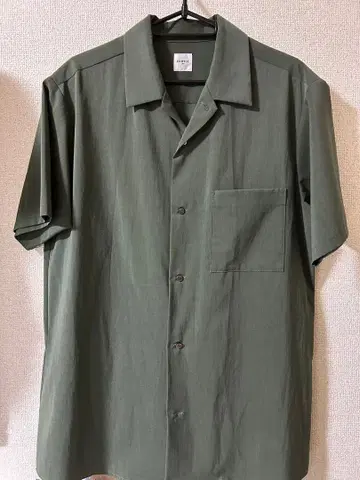 EDIFICE (에디피스) 반팔 오픈 카라 셔츠 / 카키