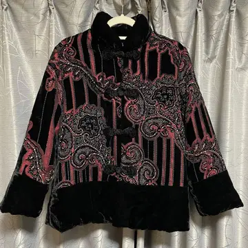 차이나복 자켓 벨로아 페이즐리 무늬