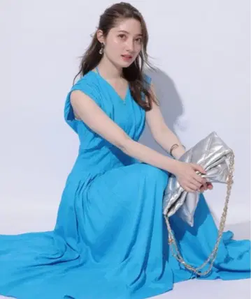 [ 새상품급 ] Apuweiser riche 컬러 턱 원피스 블루