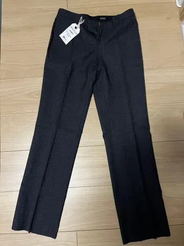 ONLY 다크 그레이 체크 무늬 슬랙스