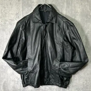 천연 가죽 가죽 자켓 올 블랙 빈티지 어깨 패드 없음