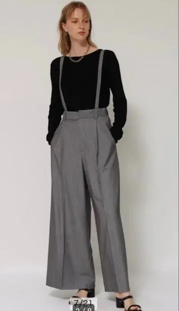 CADUNE 서스펜더 와이드 팬츠 S