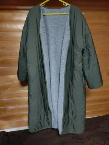 nano 올리브 그린 퀼팅 롱 코트