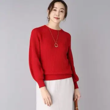 중심 편직 퍼프 슬리브 니트/UNTITLED