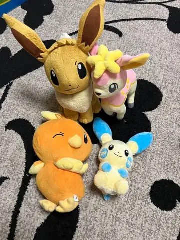 포켓몬스터 봉제 인형 이브이 아차모 총 4체