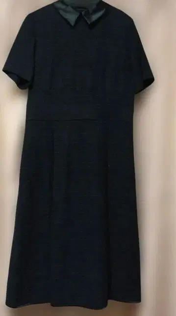 새상품급 AMACA 트위드 반팔 무릎 기장 원피스 카라 부착