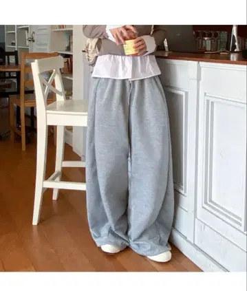 한국 스타일 그레이 맨투맨 조거 팬츠 롱/숏