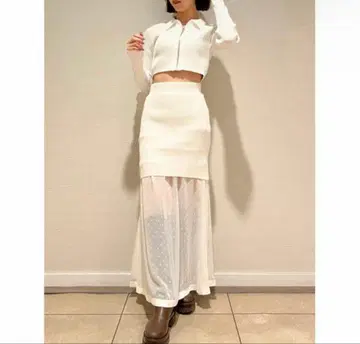 snidel 셋업 흰색 화이트 리브 셋업 스커트