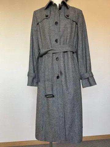 DAKS 글렌체크 울 롱 코트