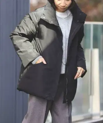 BEAMS HEART 2WAY 스탠드 카라 충전솜 블루종