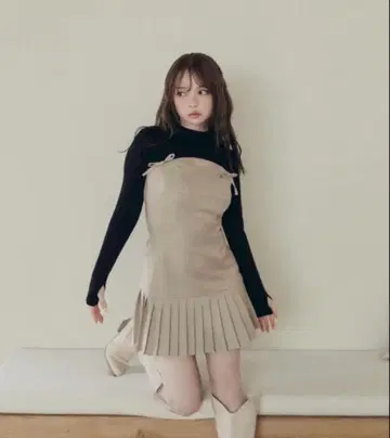 andmary Karen knit set mini dress beige