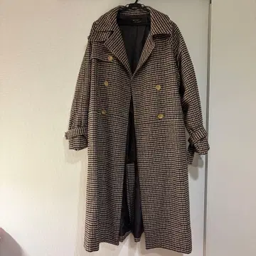 Kastane 체크 무늬 더블 브레스트 롱 코트