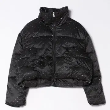 글리터 큐빅 장식 에코 다운 자켓 블랙 M