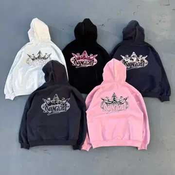 9090 king 로고 핑크 블랙 후드 후드티 맨투맨