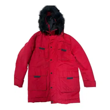 ZARA 빨간색 후드 부착 다운 자켓