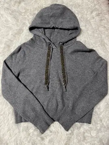 ZARA 니트 후드티 그레이 큐빅 반짝반짝 M