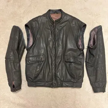 초레어 90s 가죽 자켓 탈부착 가능 숏 기장 리브