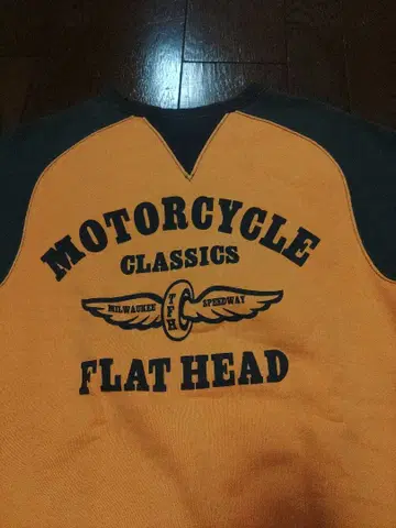 THE FLAT HEAD 맨투맨 L 양면V 구택 오렌지 블랙