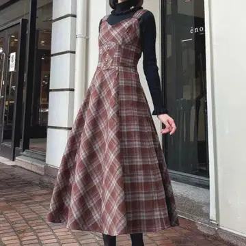 뷔스티에 체크 원피스 안나수이 안나수이 핀트