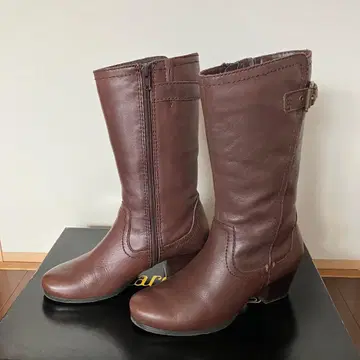 미들 부츠 천연 가죽 브라운 22.5cm