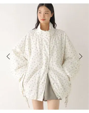 Heather 스탠드 개더 미들 블루종 꽃무늬