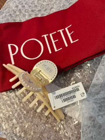 POTETE 헤어 클립 아이보리 파우치 포함