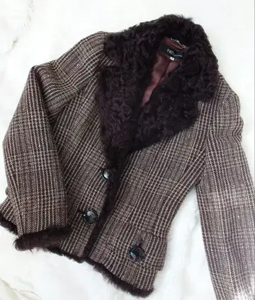 INED international 트위드 x 염소 퍼 자켓 미착용