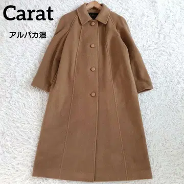 알파카 혼방 캐릭터 롱 코트 스탠 칼라 래글런 베이지 S 상당