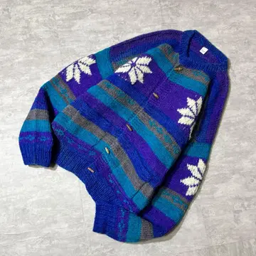 90s 빈티지 에콰도르 니트 울 가디건 노르딕