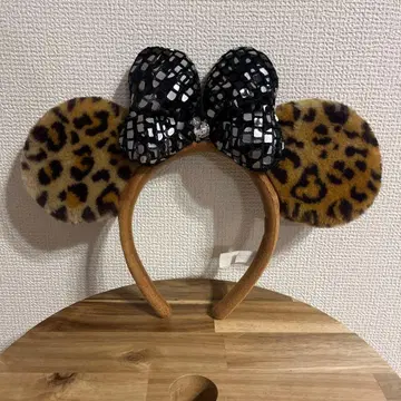 디즈니 레오파드 무늬 머리띠 블랙 리본