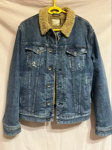 Gas 보아 카라 부착 다크 블루 데님 자켓