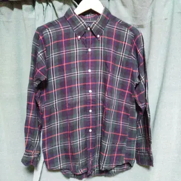 긴팔 플란넬 셔츠 네이비 레드 그린 체크