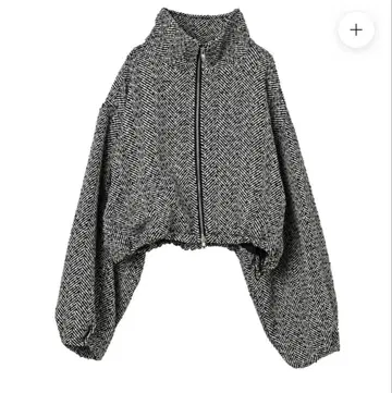 조코양이 채널 샤기 더블 지퍼 숏 블루종 헤링본