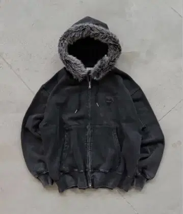 ONCILY 하트 패치 인조 모피 지퍼 후디