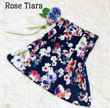 미사용 Rose Tiara 꽃무늬 스커트 46 플레어 빅 사이즈
