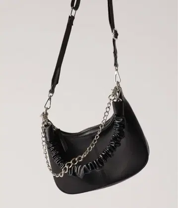 Lui's 합성 가죽 나일론 콤비 하프문 백