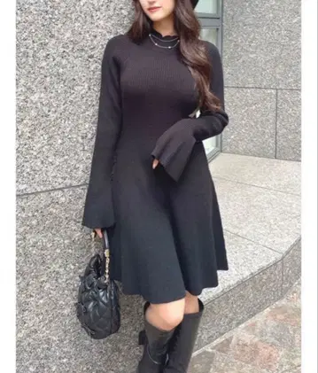 RESEXXY 래글런 슬리브 니트 원피스 [ S ]