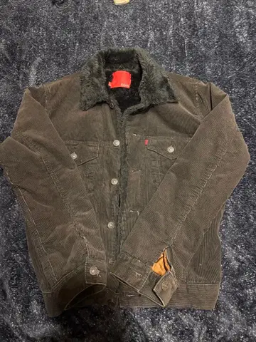 코듀로이 자켓 짧은 기장 옷깃 보아 블루종 EDWIN 브라운