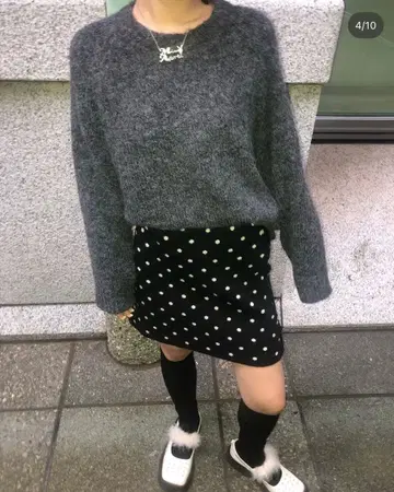 nugu haku 도트 니트 미니 스커트
